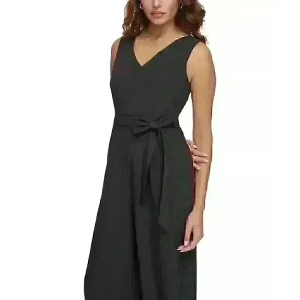 New! Calvin Klein Women's 4 Sleeveless Belted Commuter Jumpsuit Msrp $139